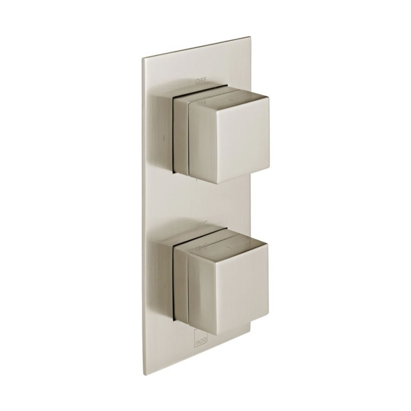 Cutout image of Vado Individual Square Brushed Nickel Dual Outlet Shower Valve